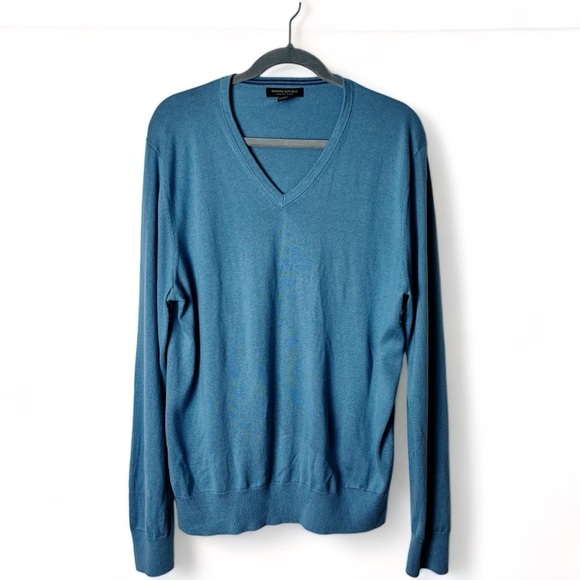 Banana Republic - Luxury Blend Blue V-Neck Sweater -‎ Sz. L - Picture 1 of 6